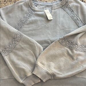 Aerie Light blue Lace Detail Sweatshirt